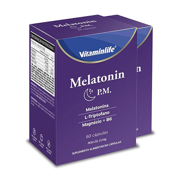 Kit 2 Melatonin P.M. Vitaminlife 60 cápsulas