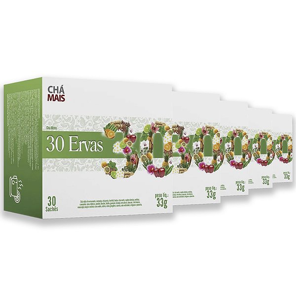 Kit 5 Chá Misto 30 Ervas Flores e Frutas Chá Mais 30 Sachês