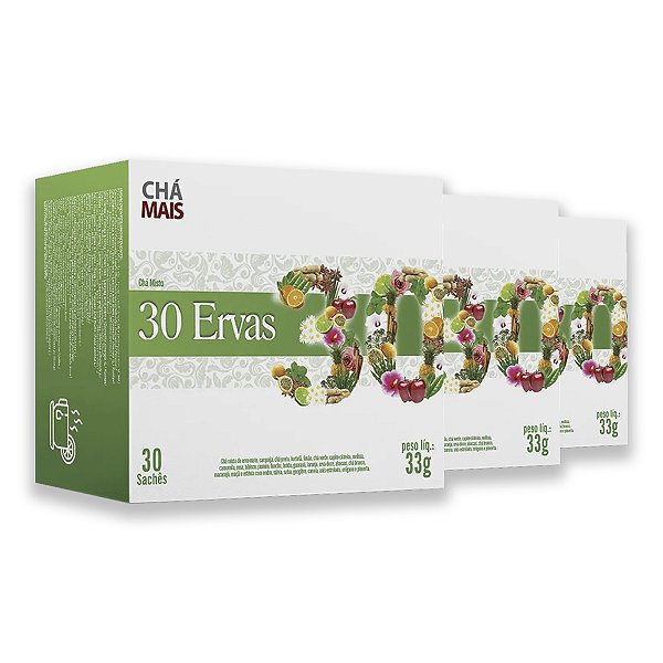 Kit 3 Chá Misto 30 Ervas Flores e Frutas Chá Mais 30 Sachês