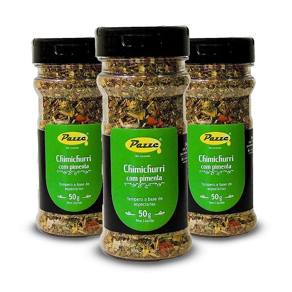 Kit 3 Tempero Chimichurri com pimenta Pazze 50g