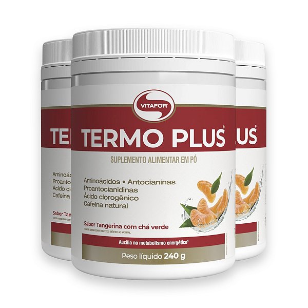 Kit 3 Termo Plus Vitafor 240g Tangerina com Chá Verde