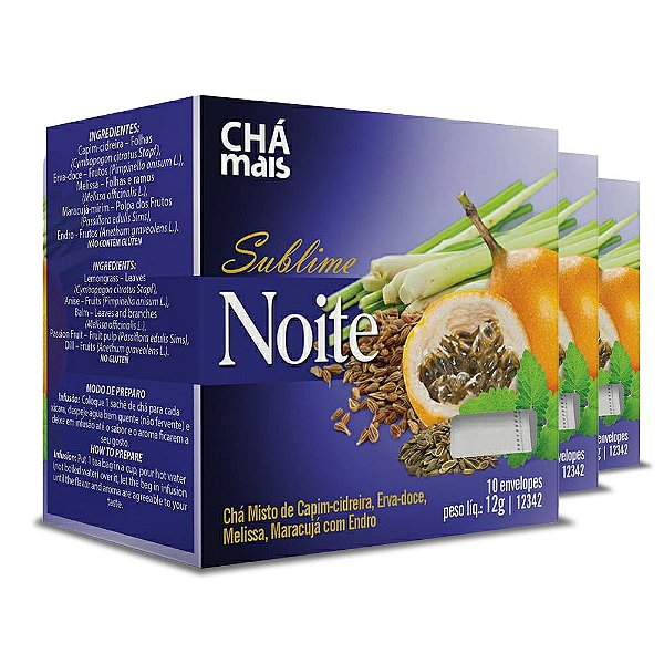 Kit 3 Chá Sublime noite Clinicmais 10 sachês 12g