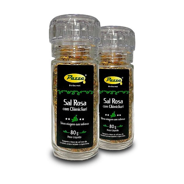 Kit 2 Sal Rosa Com Chimichurri Moedor Pazze 80g