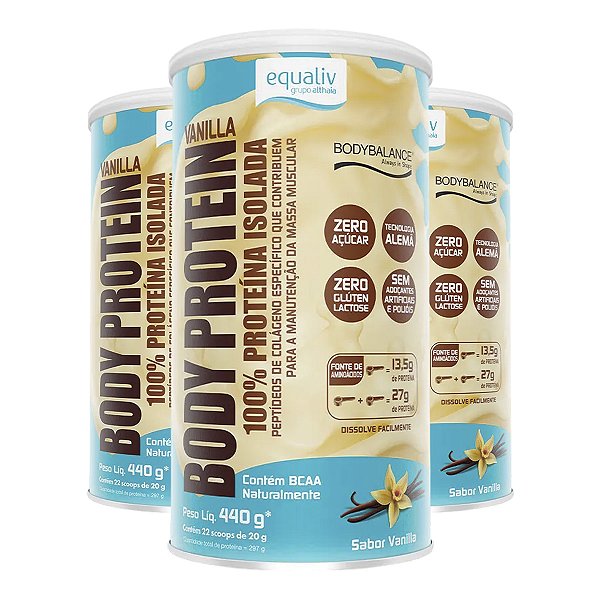 Kit 3  Body Protein Equaliv 440g Vanilla