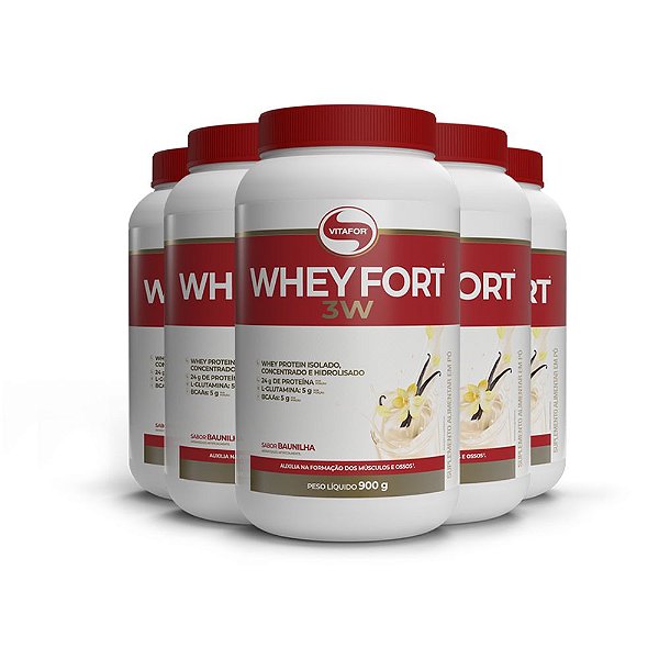 Whey Protein Vitafor Fort 3W 900g Baunilha Kit 05 Und