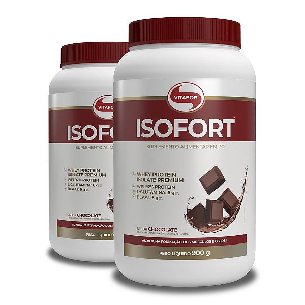 Kit 2 Whey Protein Isofort Vitafor 900g Chocolate
