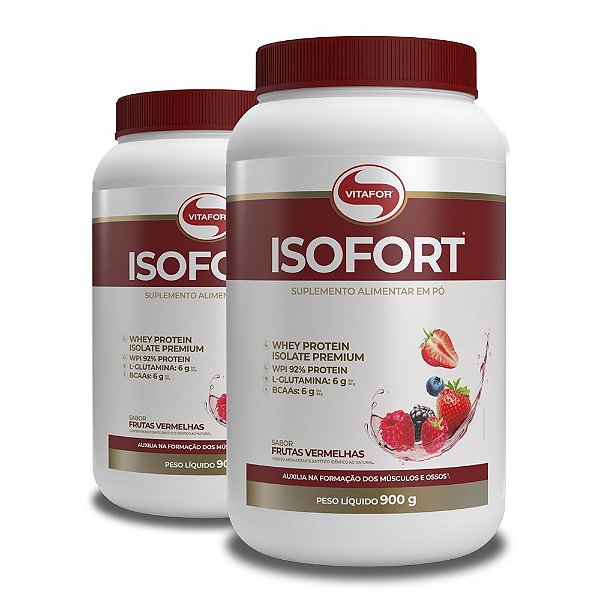 Kit 2 Whey Protein Isofort Vitafor 900g Frutas Vermelhas