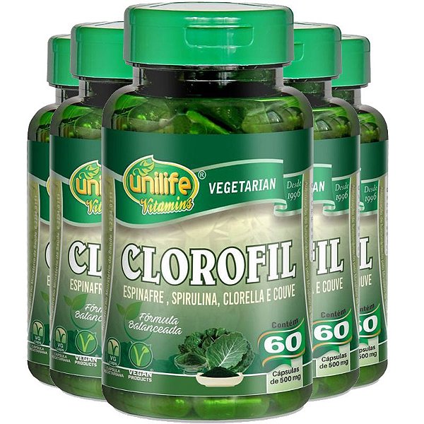 Kit 5 Clorofil Unilife 60 Cápsulas