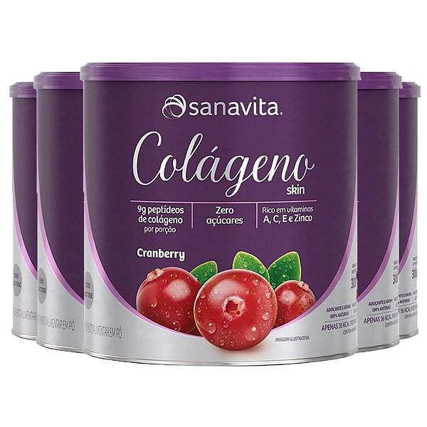 Kit 5 Colágeno hidrolisado Cranberry Sanavita 300g