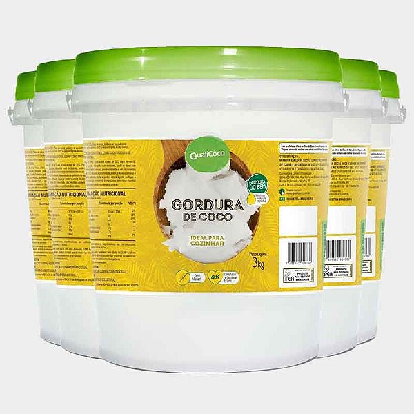 Kit 5 Gordura de Coco Balde 3Kg Qualicôco
