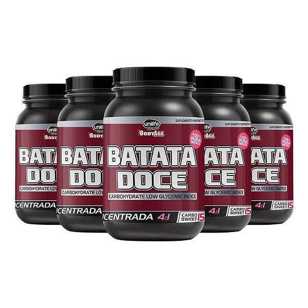 Kit 5 Batata Doce Roxa Farinha Concentrada 4:1 100% Pura Unilife 1kg