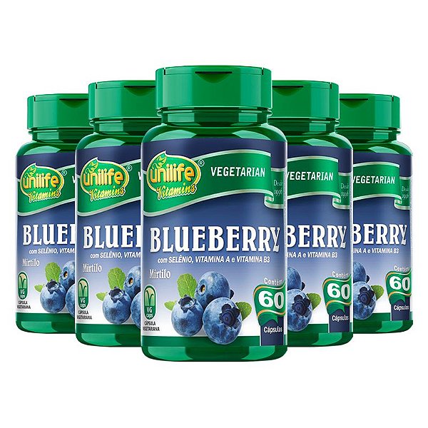 Kit 5 Blueberry Unilife 60 cápsulas
