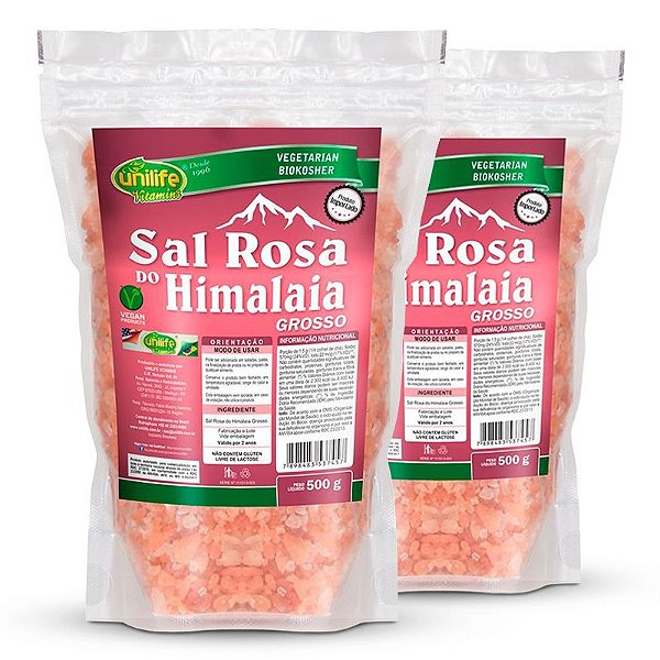 Kit 2 Sal Rosa do Himalaia Grosso Unilife Pacote 500g