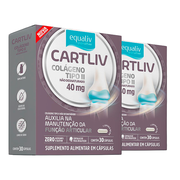 Kit 2 Cartliv Colágeno Tipo 2 Equaliv 30 cápsulas
