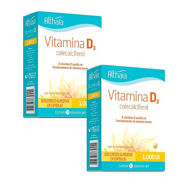 Kit 2 Vitamina D3 Colecalciferol 1000ui Althaia 30 cápsulas