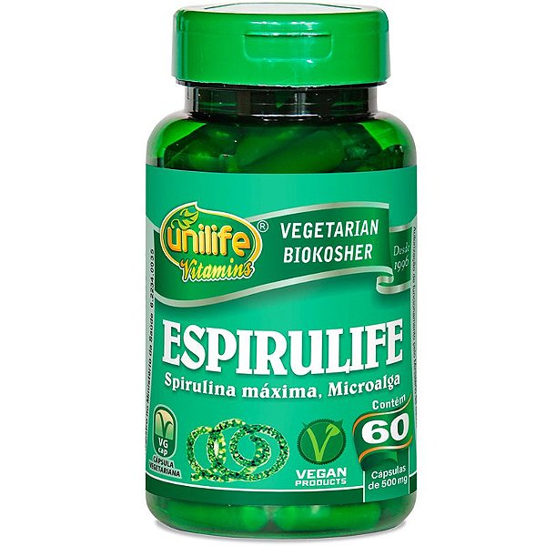 Spirulina 500mg Espirulife Unilife 60 cápsulas
