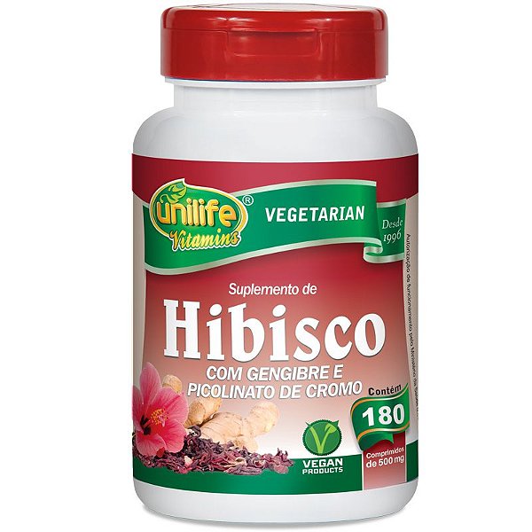 Hibisco com Gengibre 180 comprimidos Unilife
