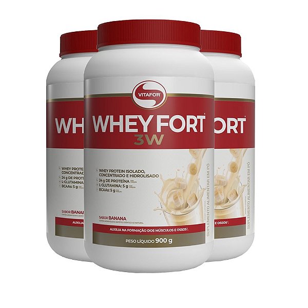 Whey Protein Vitafor Fort 3W 900g Banana Kit 03 Und