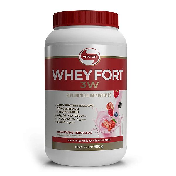 Whey Fort 3W Vitafor Frutas Vermelhas 900g