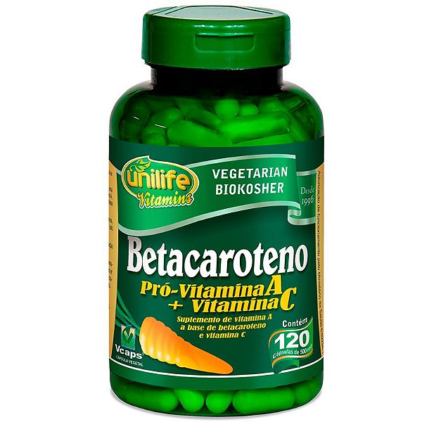 Betacaroteno Pró-Vitamina A 120 cápsulas Unilife