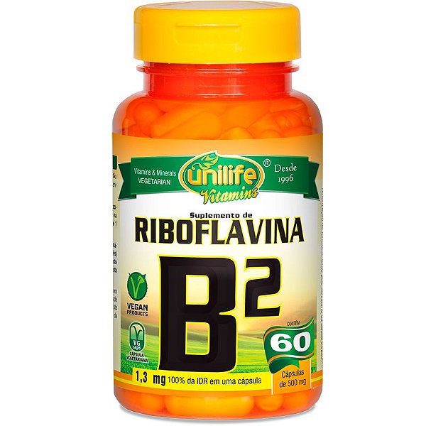 Vitamina B2 Riboflavina 60 cápsulas Unilife