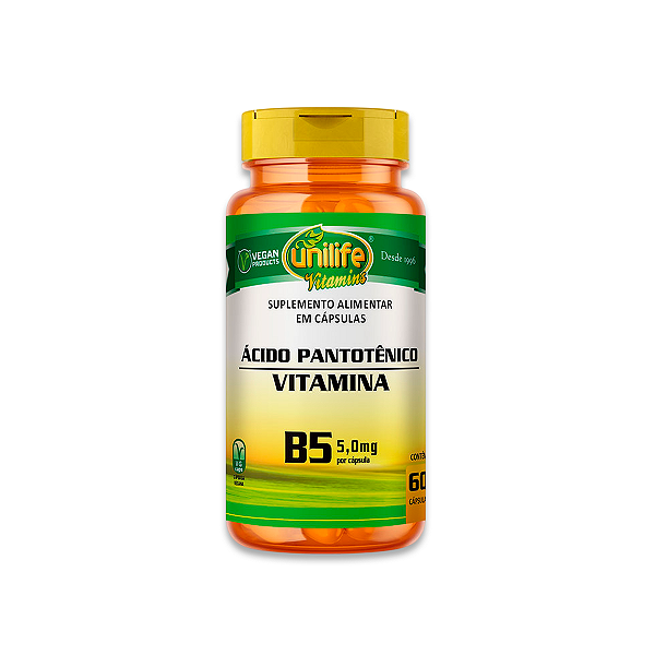 Vitamina B5 Ácido Pantotênico 60 cápsulas Unilife