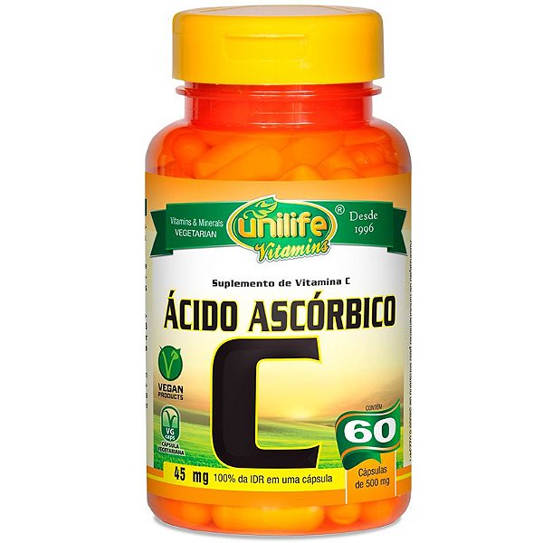 Vitamina C Ácido Ascórbico 60 cápsulas Unilife