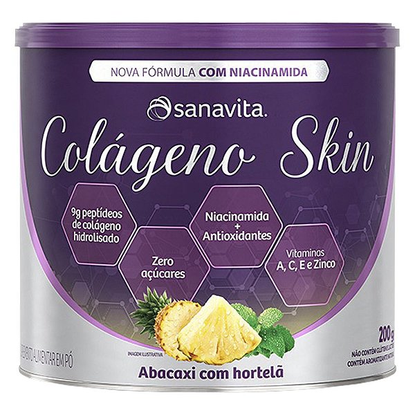 Colágeno Skin Niacinamida Sanavita Abacaxi com hortelã 200g