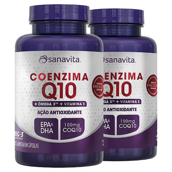 Kit 2 Coenzima Q10 + Ômega 3 Sanavita 60 cápsulas