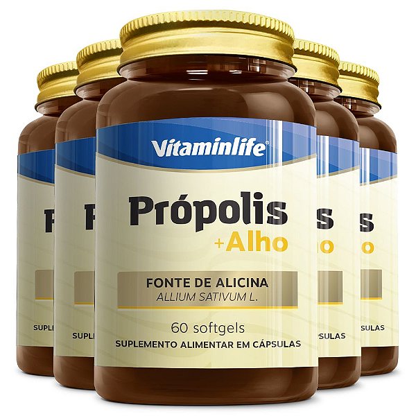 Kit 5 Própolis + Alho Vitaminlife 60 cápsulas