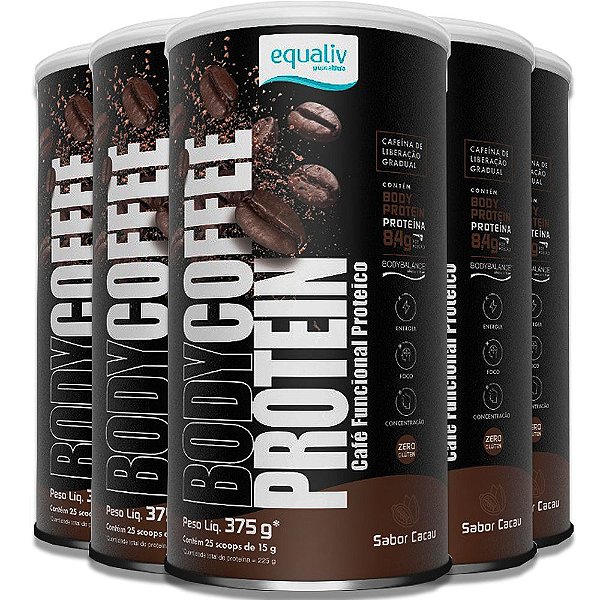 Kit 5 Café Proteico  Body Coffee Protein Equaliv 375g