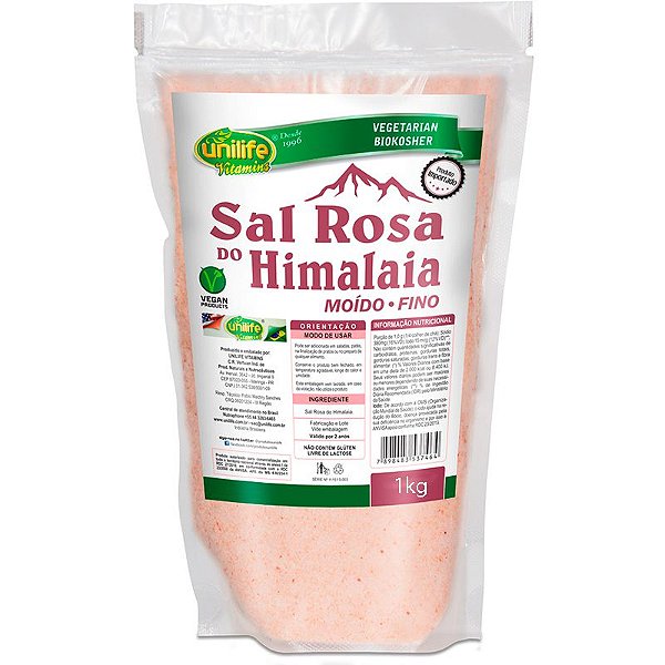 Sal Rosa do himalaia moído fino Unilife 1Kg