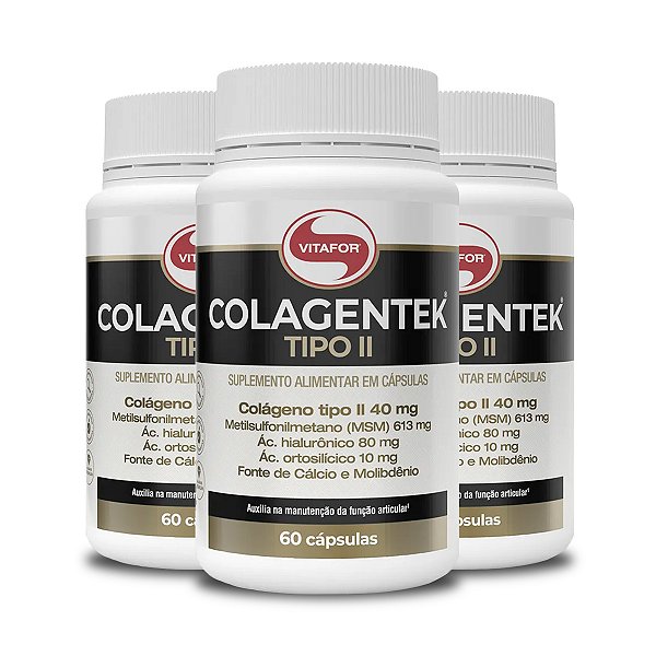 Kit 3 Colagentek Vitafor Tipo II 60 Cápsulas