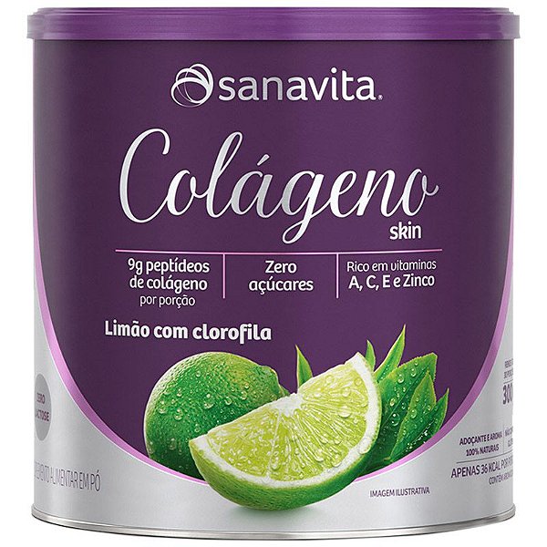 Colágeno Hidrolisado em pó Limão + Clorofila Sanavita 300g