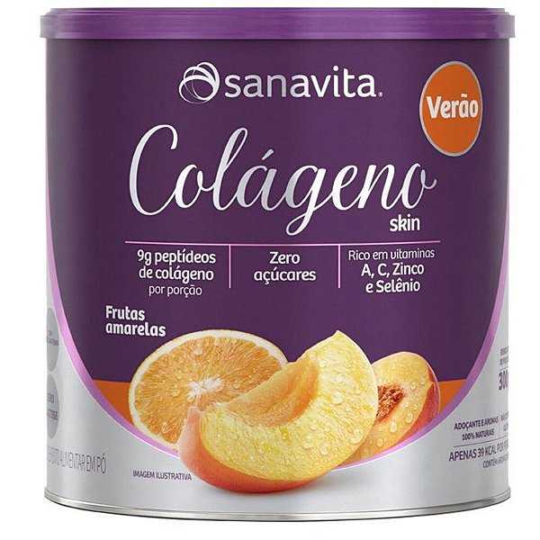 Colágeno Verão Hidrolisado Zero Açúcar Sanavita 300g Frutas Amarelas