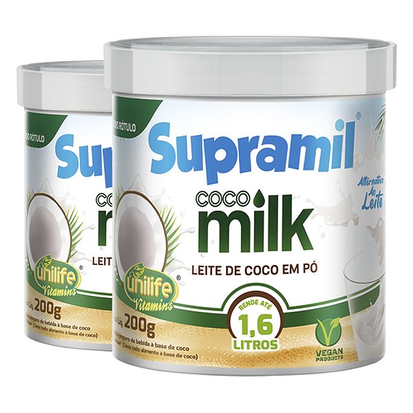 Kit 2 Coco Milk Supramil Unilife Leite de coco em pó 200g
