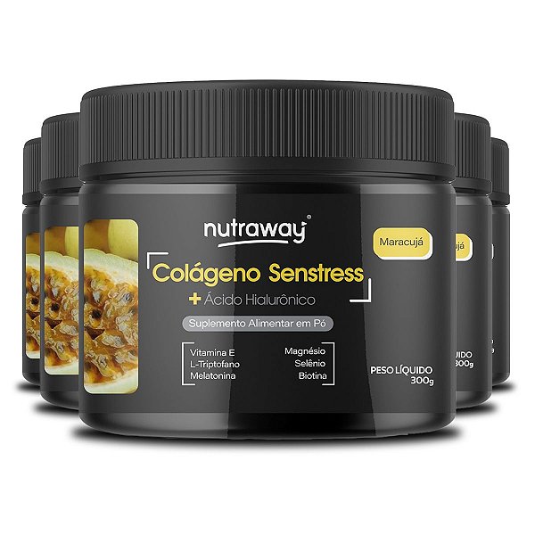 Kit 5 Colágeno Senstress Nutraway sabor Maracujá 300g