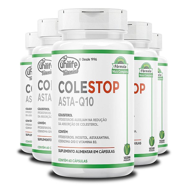 Kit 5 Colestop Asta Q10 Unilife 60 cápsulas