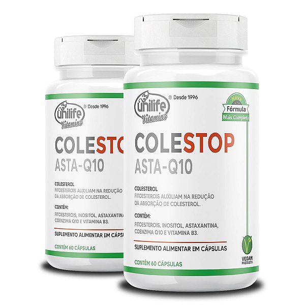 Kit 2 Colestop Asta Q10 Unilife 60 cápsulas