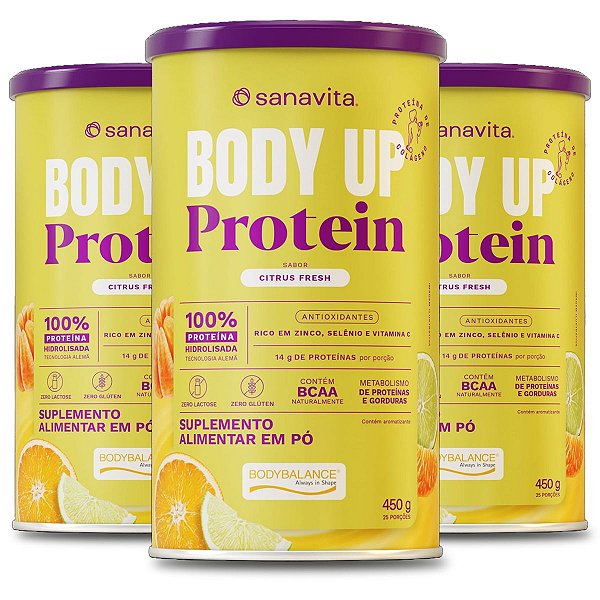Kit 3 Body Up Protein Sanavita Frutas Cítricas 450g