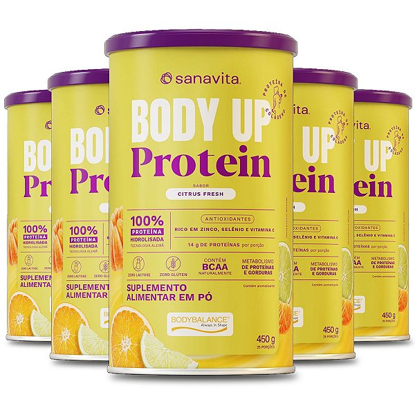 Kit 5 Body Up Protein Sanavita Frutas Cítricas 450g