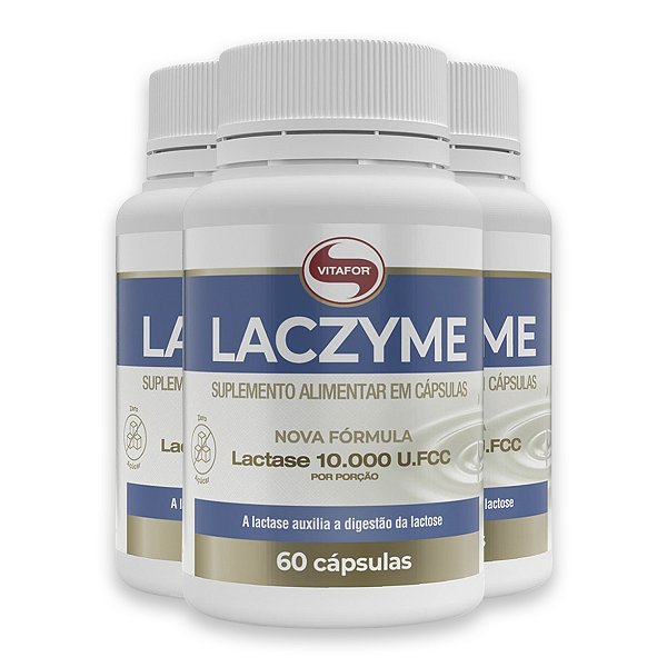 Kit 3 Laczyme Vitafor 60 Cápsulas 470mg