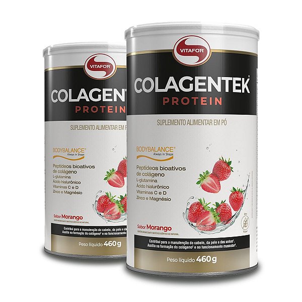 Kit 2 Colagentek Protein Vitafor Morango 460g