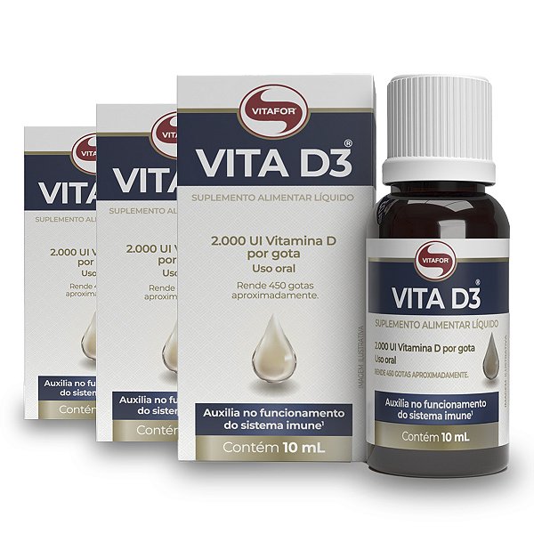 Kit 3 Vita D3 2000ui Vitafor 10ml em Gotas