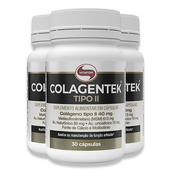 Kit 3 Colagentek Vitafor Tipo II 30 Cápsulas
