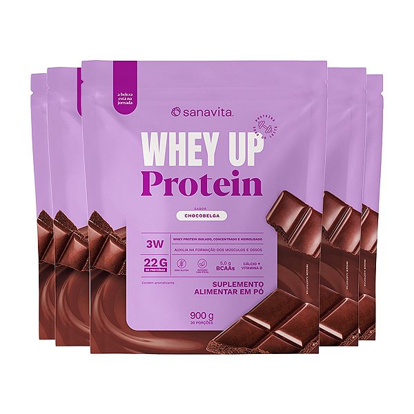 Kit 5 Whey Up 3W Sanavita Chocobelga 900g