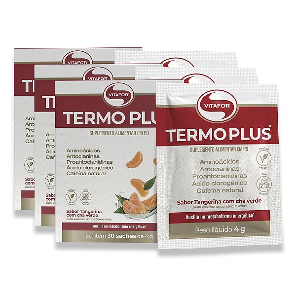 Kit 3 Termo Plus Vitafor Tangerina com Chá Verde 30 Sachês