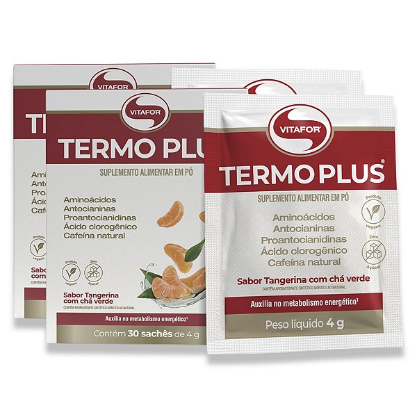 Kit 2 Termo Plus Vitafor Tangerina com Chá Verde 30 Sachês