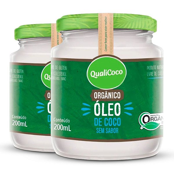 Kit 2 Óleo de coco sem sabor Qualicoco 200 ml orgânico