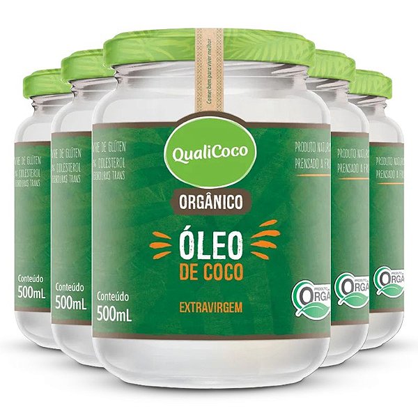 Kit 5 Óleo de Coco Extravirgem Qualicoco 500ml Orgânico